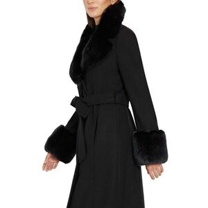 Via Spiga Black Coat with Faux Fur